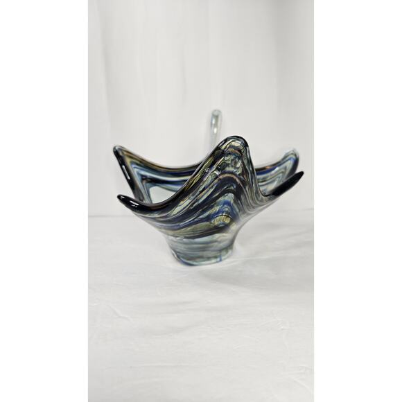Vintage Large Hand Blown Glass Multi-Colored Swan Bowl Centerpiece 12" - Picture 5 of 8